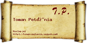 Toman Petúnia névjegykártya